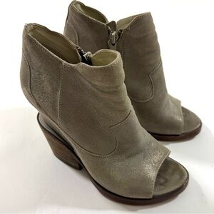 Ash Ros Bis Open Toe Metallic Wedge Ankle Bootie